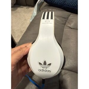 Monster Adidas Collaboration White Over Ear Headphones with Blue Cable